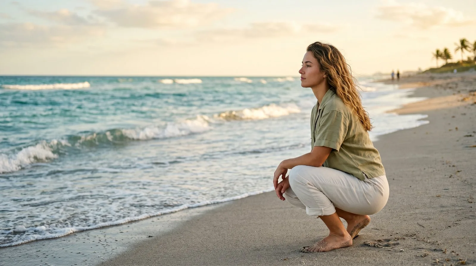Portrait by the ocean at golden hour