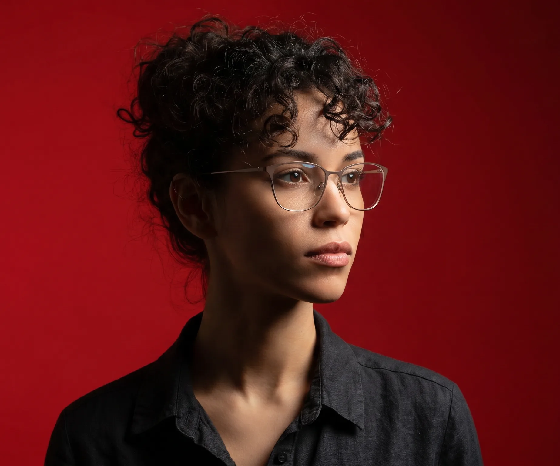 Studio portrait, dramatic red light