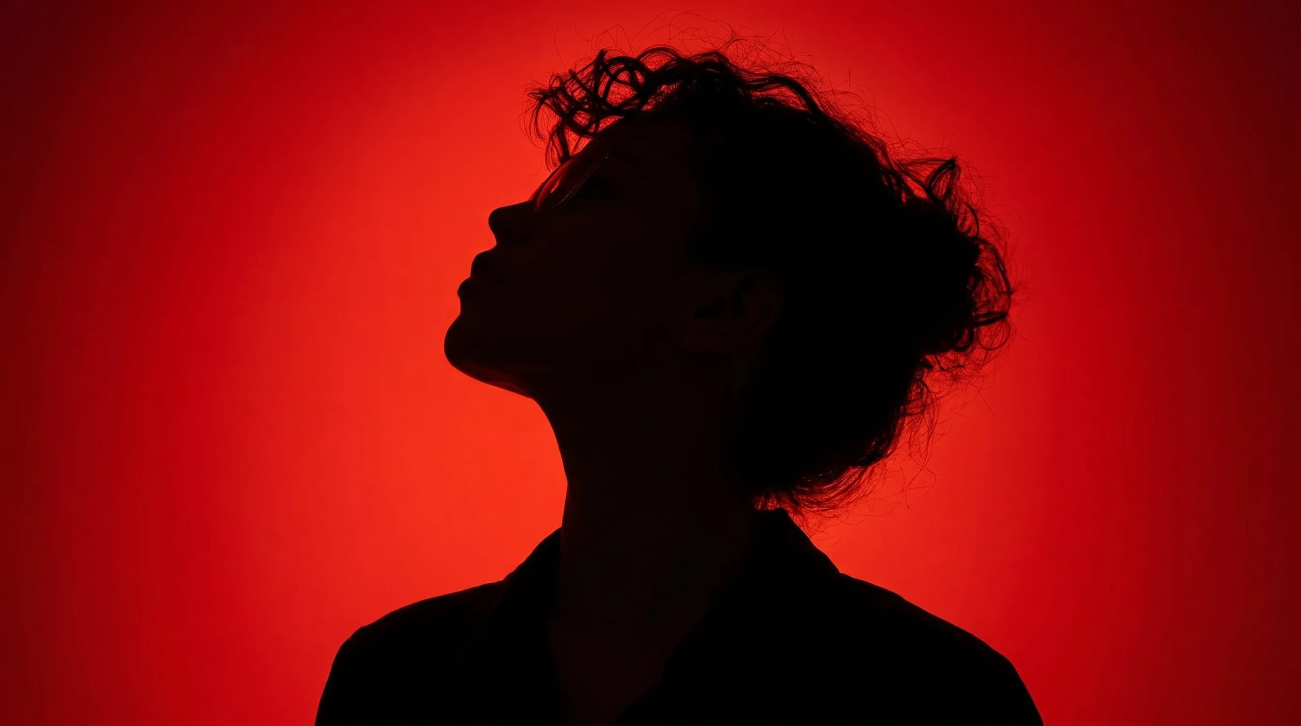 Studio silhouette in red light